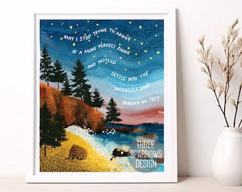 Gratitude Quote Print: Hand Lettered Illustrated Mental Health Art