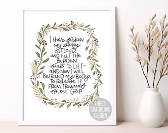 Healing from Trauma Quote: Therapy Office Decor, Therapy Art, Mental Health Decor, Somatic Therapy, Trauma Recovery