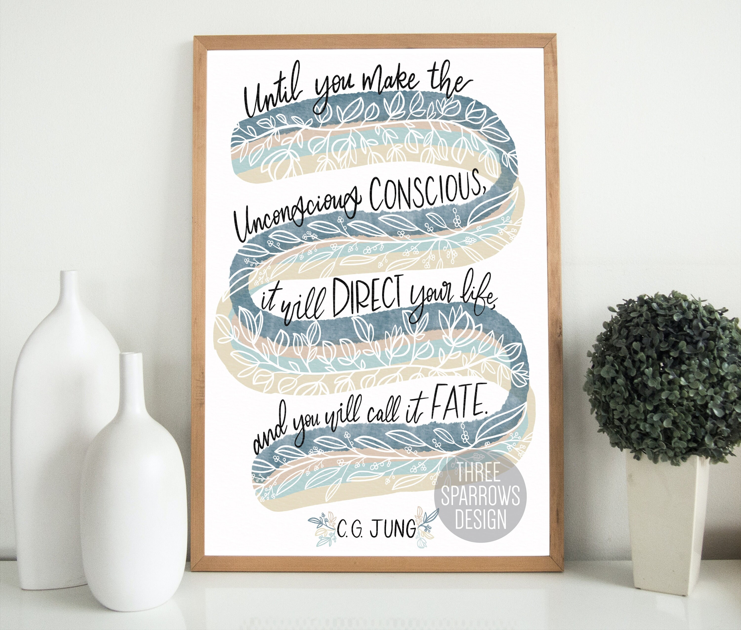 Bis du das unbewusste bewusste Zitat machst | Carl Jung Zitat | Counselor Office Zweck der Therapie Zitat | Therapiepraxis Empowering Poster
