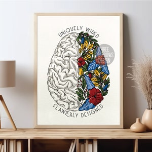 Uniquely Wired, Flawlessly Designed| Neurodivergent Print| Autism Awareness| Disability Awareness | Mental Health Quote| Neurodiversity Art