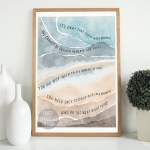 PRINTABLE - Do The Right Thing - Not Defined By Making Mistakes Quote - Watercolor Therapy Art - Wall Decor for Therapist Office - Visualize
