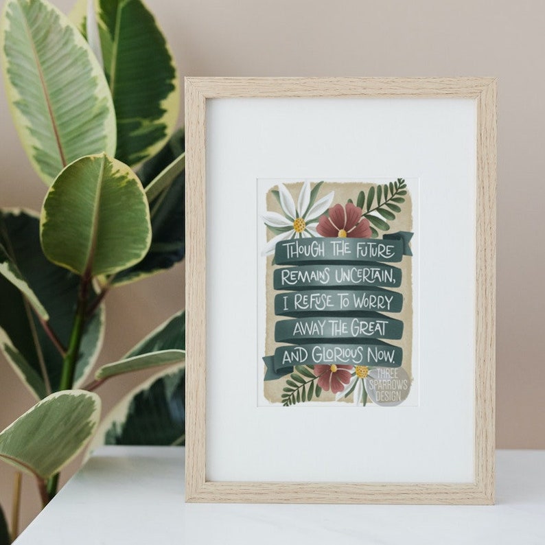 Mindfulness Quote Print: Anxiety Therapy Office Decor image 4