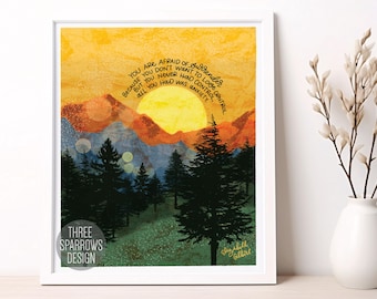 Hand Lettered Overcoming Anxiety Art Print: Mental Health Elizabeth Gilbert Quote