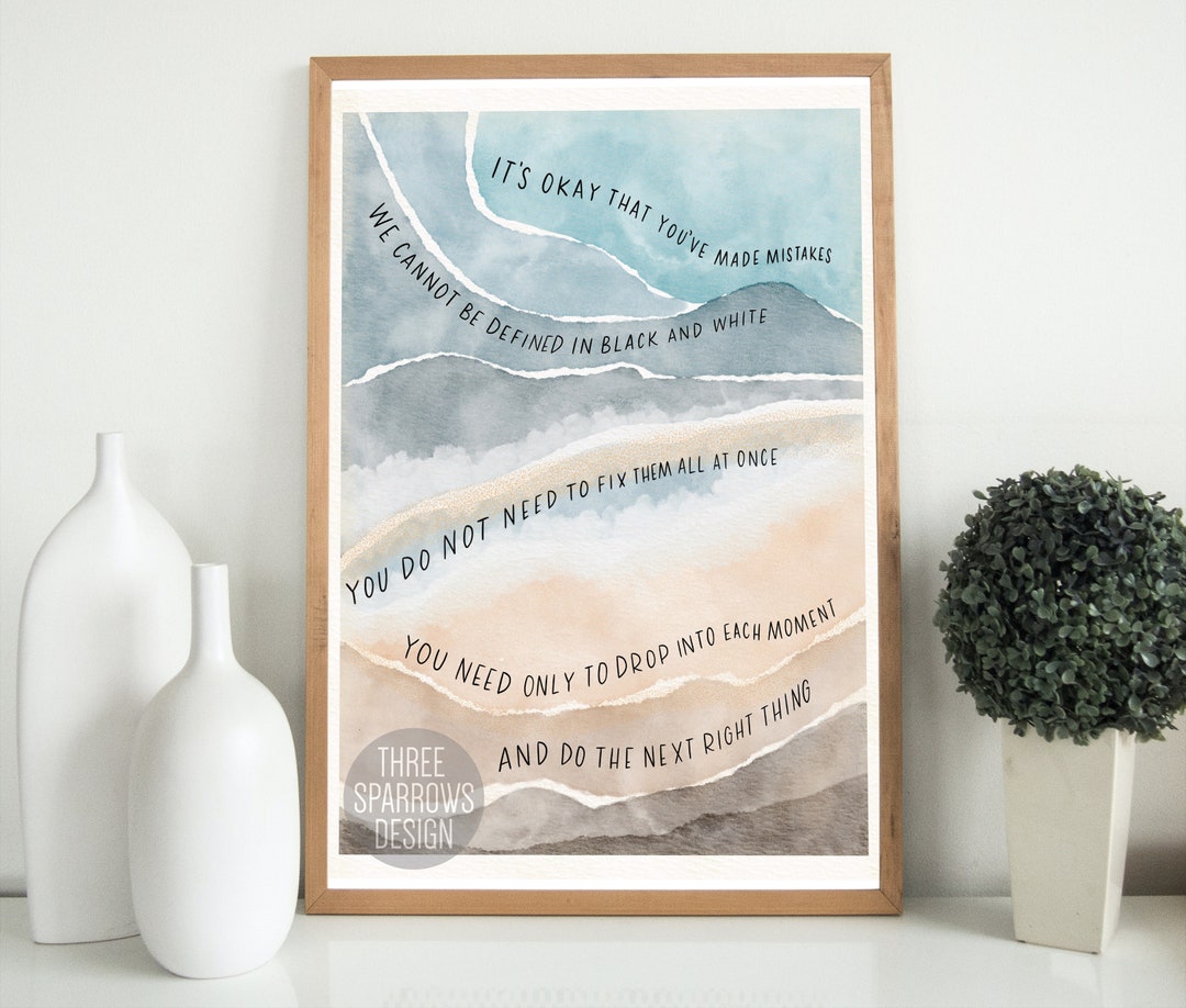 Do The Next Right Thing Watercolor Art Print | Therapy Quote for Office | Live in the Moment Quote Reminder | Learning From Mistakes Artwork