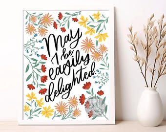 Floral Gratitude Print: Mindfulness Art Poster, Hand Lettered