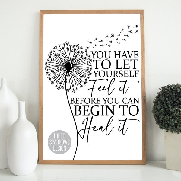 PRINTABLE - You Have to Let Yourself Feel It- Quotes about Healing- Counselor Office- Therapy Visual- Psychologist Resource| Printable