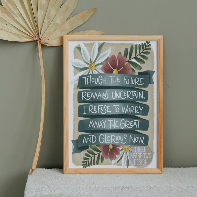 Mindfulness Quote Print: Anxiety Therapy Office Decor image 3