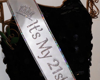 21st Birthday Sash; PERSONALIZED, 30, 40, 50, 60 Birthday Sash; add your favorite Trim, Bling, Bows at an add'l cost By Sashanation