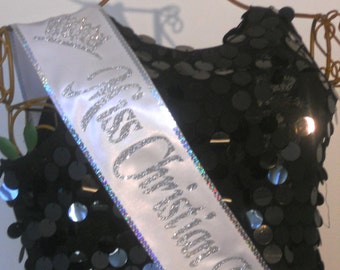 PAGEANT SASH, Debutante & Debonaire , Beauty Pageant, Employee Of The Month, Custom Sash, Glitter or Sparkling Shiny available Sashanation