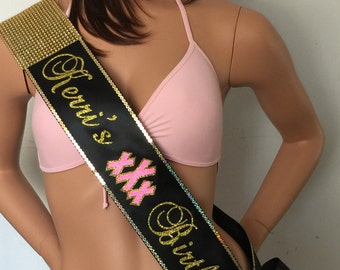 30 Birthday Sash Personalized, 16, 18, 21, 25, 35, 40, 50, 60, 75, - Shoulder BOW, Bling, Zazzle are Available by SashANation