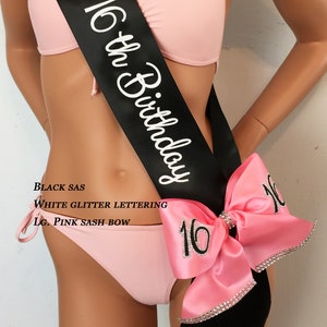 16th Birthday Sash, 21, 25, 30, 40, 50, Birthday, Sweet 16 Sash,Trim Shoulder Zazzle BLING & BOWS avail. OR Design your own by Sashanation