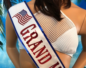 Grand Marshal Sash, Veteran Sash, Costume Party Sash, PERSONALIZED SASH, Pageant Sash, Custom Sash,Trim and Bling available by Sashanation