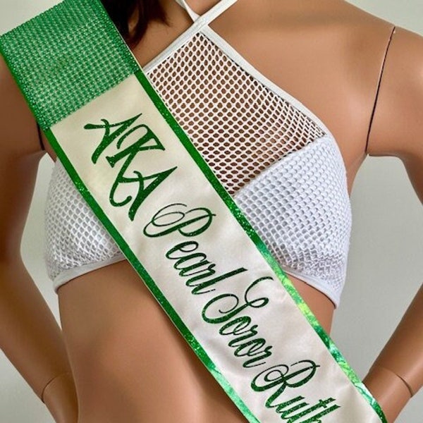 AKA Soror, Debutant Sash, Pageant Sash, Custom Sash, Personalized Sash, Banner, Trim and Bling available by Sashanation