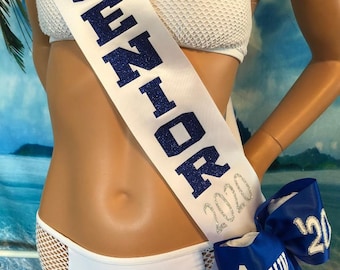 Senior Sash,  Cheer Senior Sash, Senior Night-Trim, Bling, and Bows avail. for extra sparkle - Design your own!  By Sashanation