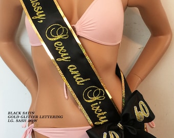 60th BIRTHDAY Sash, Birthday Sash, 21, 25, 30, 40, 50, Birthday Sash Design your own, Sash Bows Available at add'l cost By Sashanation