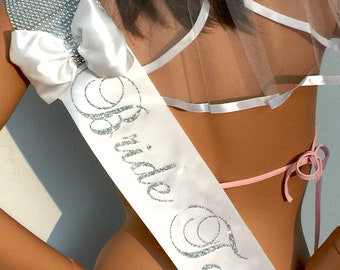 Bride To Be Sash, Bachelorette Party Sash, Bachelorette Veil, Sash, Monogrammed Veil, & Other Bridal Accessories By Sashanation