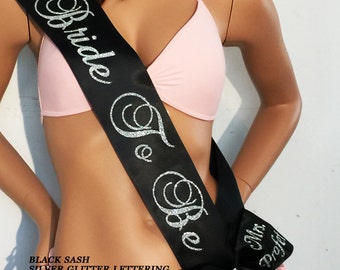 Bride To Be Sash  - Bridal Shower Sash - with Optional Coordinated Bow By Sashanation