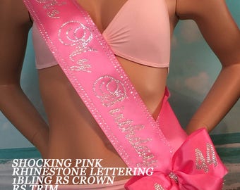 RHINESTONE SASH, Rhinestone 21st.30th.40th 50th.60th.75 Birthday sash, Rhinestone Banner PERSONALIZED, Design your own By Sashanation