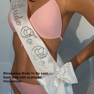 Bridal Shower Sash, Rhinestone Bachelorette Sash with OPTIONAL Sash Bow with scattered Rhinestones available by SashANation image 3