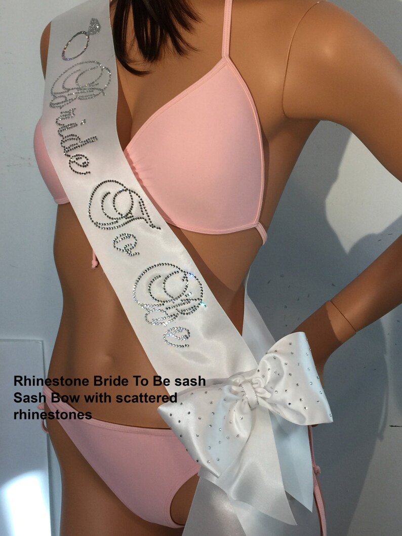 Bridal Shower Sash, Rhinestone Bachelorette Sash with OPTIONAL Sash Bow with scattered Rhinestones available by SashANation image 3