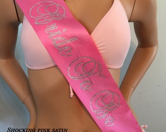 Rhinestone Bride to be Sash, Bachelorette sash with SILVER SHOULDER ZAZZLE. Optional back zazzle avail. by SashANation