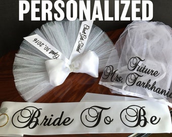 Bride's Bikini Veil PERSONALIZED Bachelorette Booty Veil by Sashanation