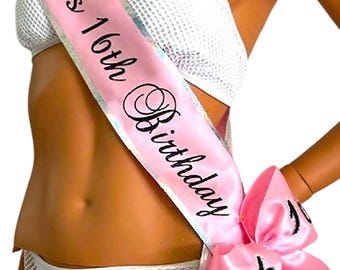 Sweet 16 Birthday Sash, Sixteen and Sweet, Sweet 16 Sash, PERSONALIZED, TRIM & BLING available By Sashanation