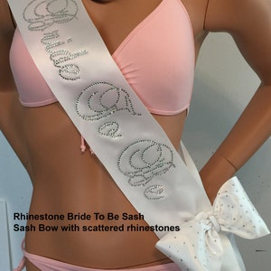 Bridal Shower Sash, Rhinestone Bachelorette Sash with OPTIONAL Sash Bow with scattered Rhinestones available by SashANation image 2