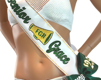 Cheerleader, Dance Team, Color Guard, Senior Sash - DESIGN your own, optional Trim, Bling and Bows for sparkle By Sashanation