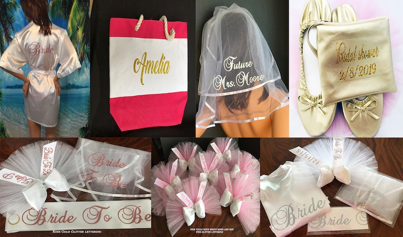 Bridal Shower Gift - Booty Veil, Sash and Hair Veil, Kimono, Tiara, Garter - Buy individually or as a SET by Sashanation imagem 2