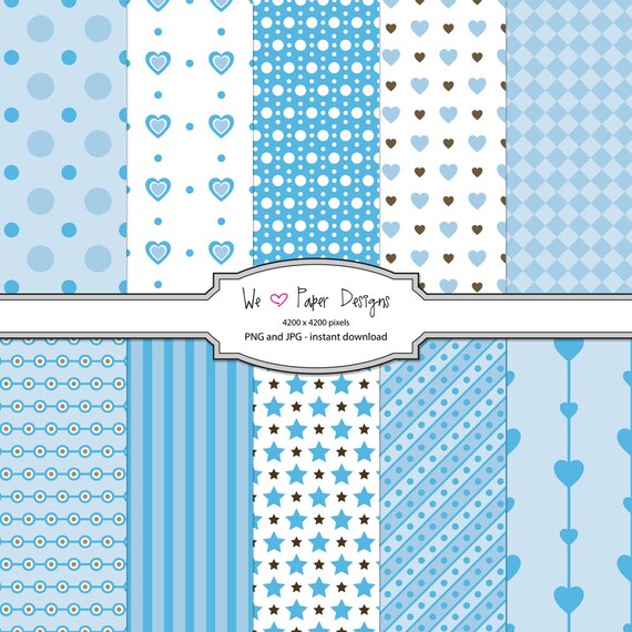 Baby Blue Digital Scrapbook Papers | Etsy