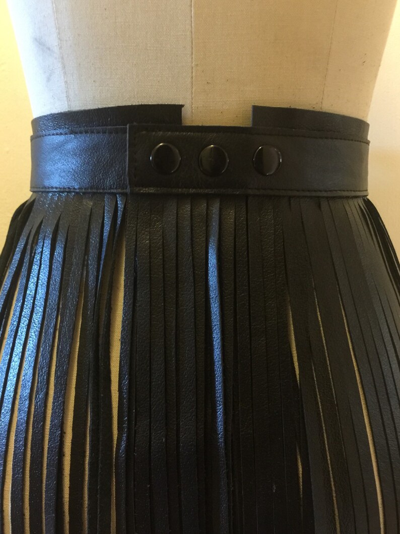 LEATHER FRINGE BELT long black leather fringe belt fringe Etsy