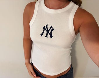 New York Cropped Tank Top |Baseball Shirt | Women’s  Game Day Tee | NY Fan Apparel