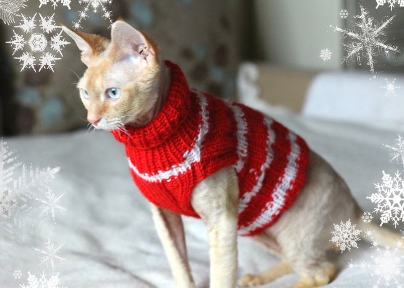 Christmas Candy Cane Handmade Cat Small Dog Jumper Sweater Etsy