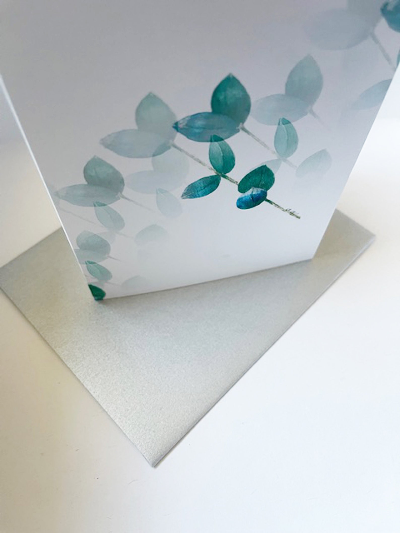 Eucalyptus Cards Blank Single Greeting Card Metallic Silver Etsy