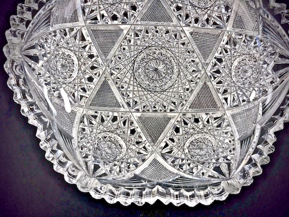 Antique American Brilliant Cut Glass VERY NICE Well-Cut Low Bowl