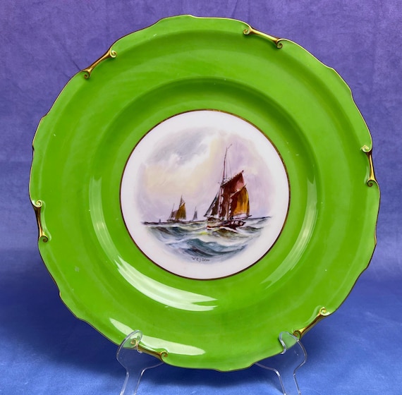 WILLIAM DEAN Hand Painted Royal Crown Derby Maritime Theme Plate