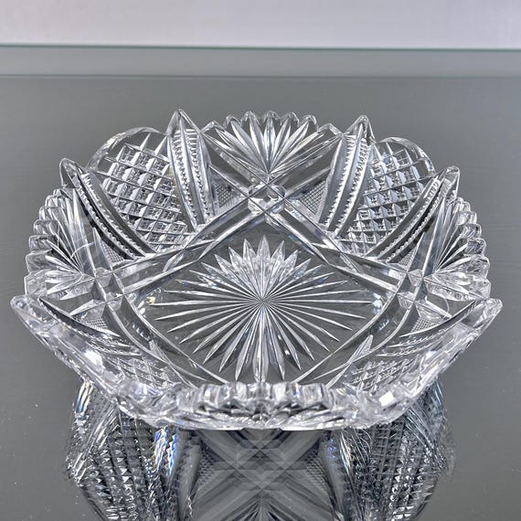 Very Nice American Brilliant Cut Glass Squared Bowl