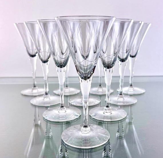 Seneca Glass Sherry Glasses BALLET Pattern 10 pcs MCM