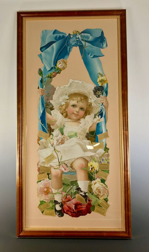 Antique Spectacularly HUGE Chromolithograph Victorian 1906 Calendar Grand Union Tea