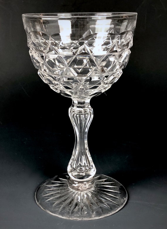 6 Antique American Brilliant Cut Crystal Wine Glasses