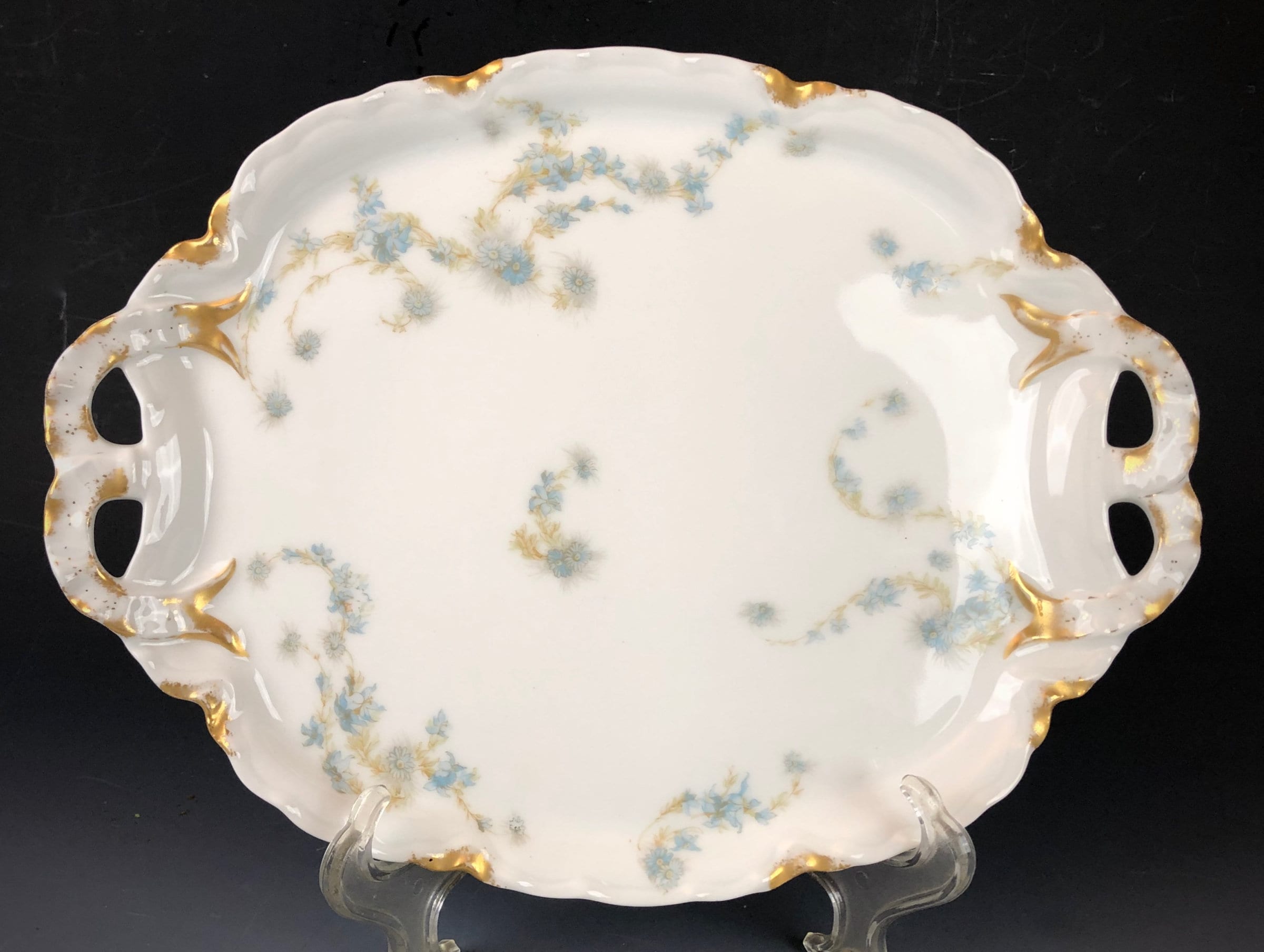 Haviland & Co. Limoges Dresser Tray w Blue Transfer