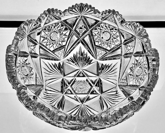 Antique LIBBEY American Brilliant Period Cut Glass Bowl WAVERLY Pattern Signed Piece of Older Libbey