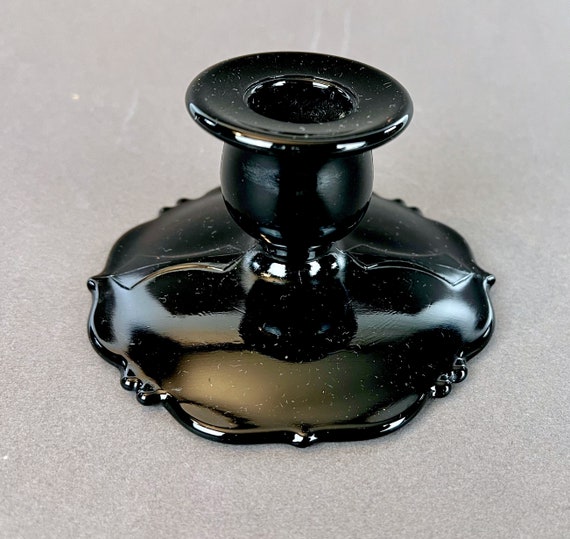 Vintage L E SMITH Black Amethyst Single Candleholder