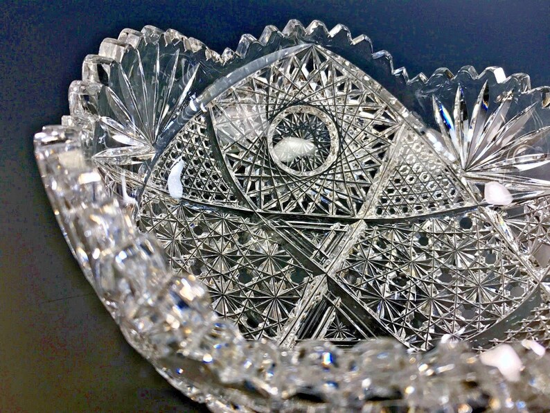 Antique AMERICAN BRILLIANT Cut Glass Bowl RUSSIAN Cutting And Etsy