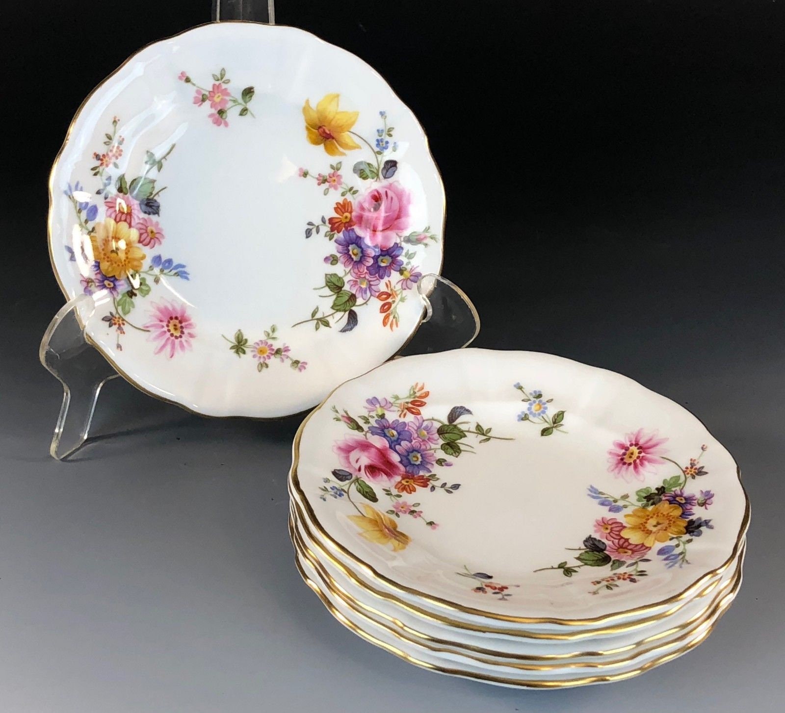 ROYAL CROWN DERBY Derby Posies Pattern 5 pcs 5 Small Plates