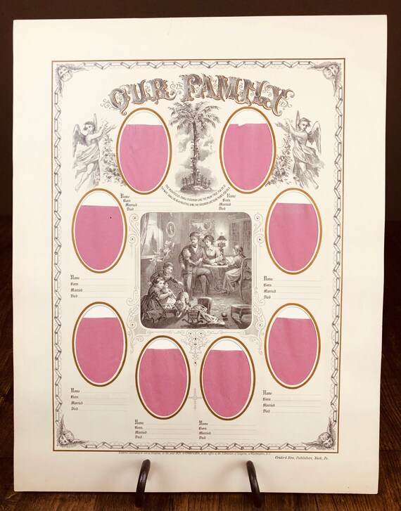 Antique NOS New Old Stock FAMILY TREE Victorian Certificate Photo Pockets