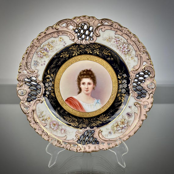 Porcelain Hand Painted Portrait Cabinet Plate French ÉTUDE BOUGUEREAU No. 38