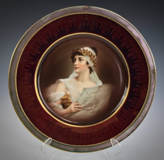 Antique Portrait Luster Plate Zeh Scherzer & Co ROYAL MUNICH Gorgeous Woman