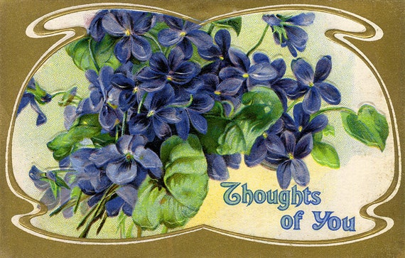Edwardian Chromolithograph Postcard Art Lovely VIOLETS DIGITAL DOWNLOAD